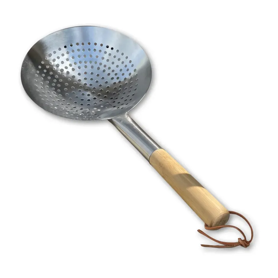 Hot Wok hålslev 53 cm, Rostfritt stål-bambu