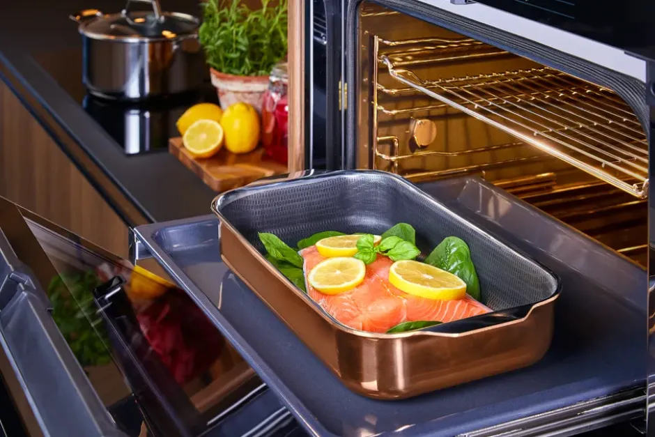 Hâws Santo roaster ugnsform hybrid coating rose gold, 32x18 cm