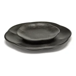 Inku räfflad tallrik S Ø8,9 cm, Black