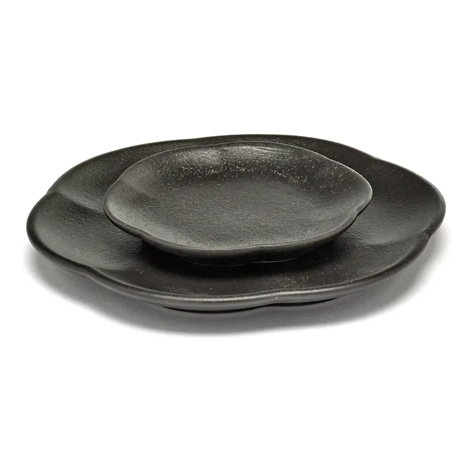 Inku räfflad tallrik S Ø8,9 cm, Black