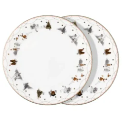 Julemorgen Story tallrik 25 cm 2-pack, Vit-multi