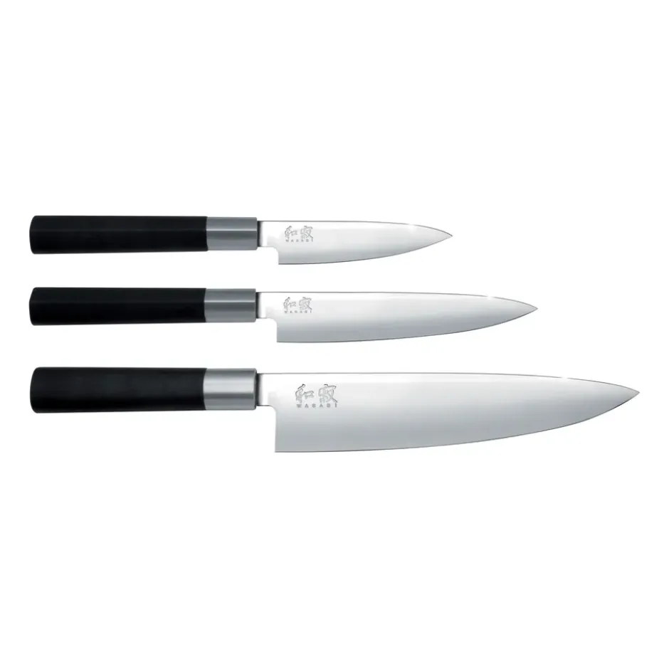 Kai Wasabi Black kockkniv & 2 allknivar set, 3 delar