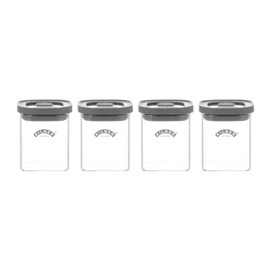 Kilner FRESH kryddburkar, Klar-grå, 4-pack, 160 ml