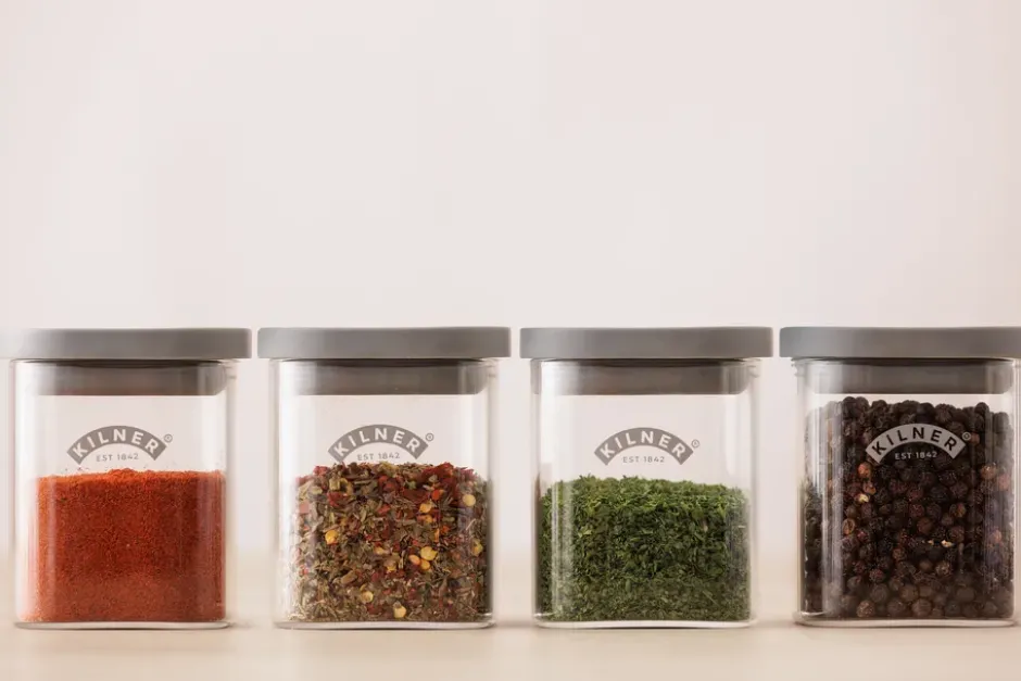Kilner FRESH kryddburkar, Klar-grå, 4-pack, 160 ml