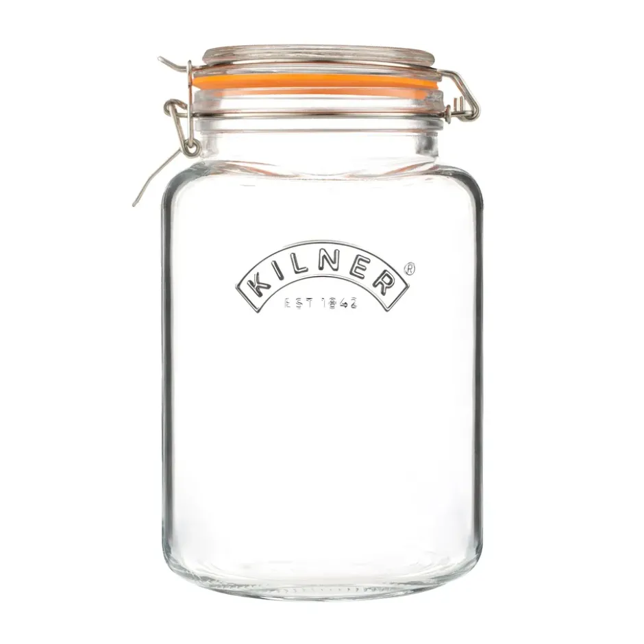 Kilner konservburk fyrkantig med bygel, Klar-rostfritt stål, 3 L
