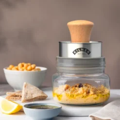 Kilner Mash & Store förvaringsburkset, Klar-rostfritt stål-trä, 0,5 L