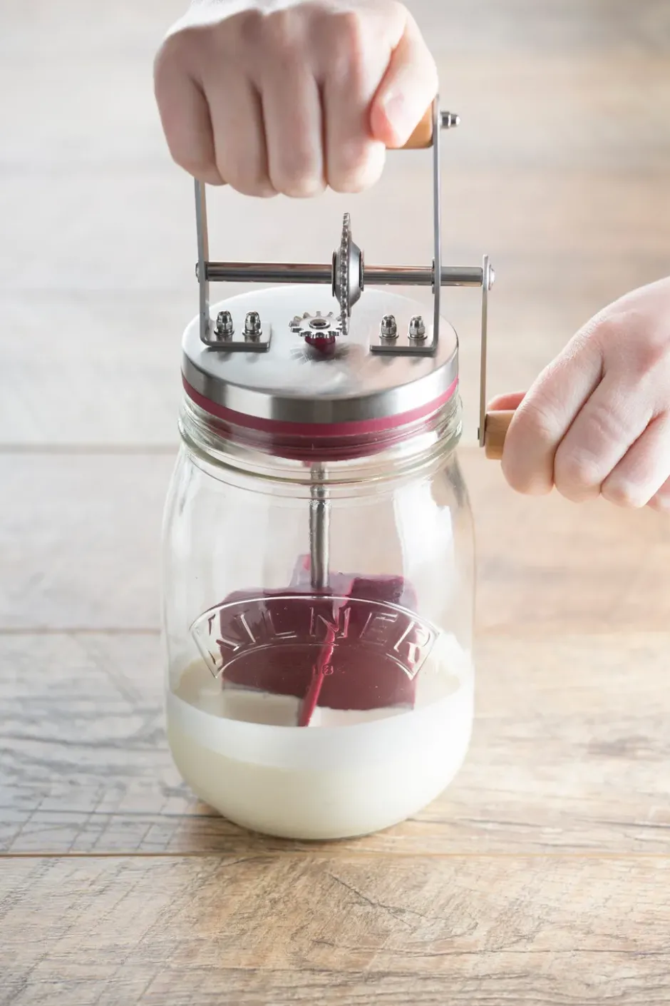 Kilner smörkärnare, Klar-röd, 1 L