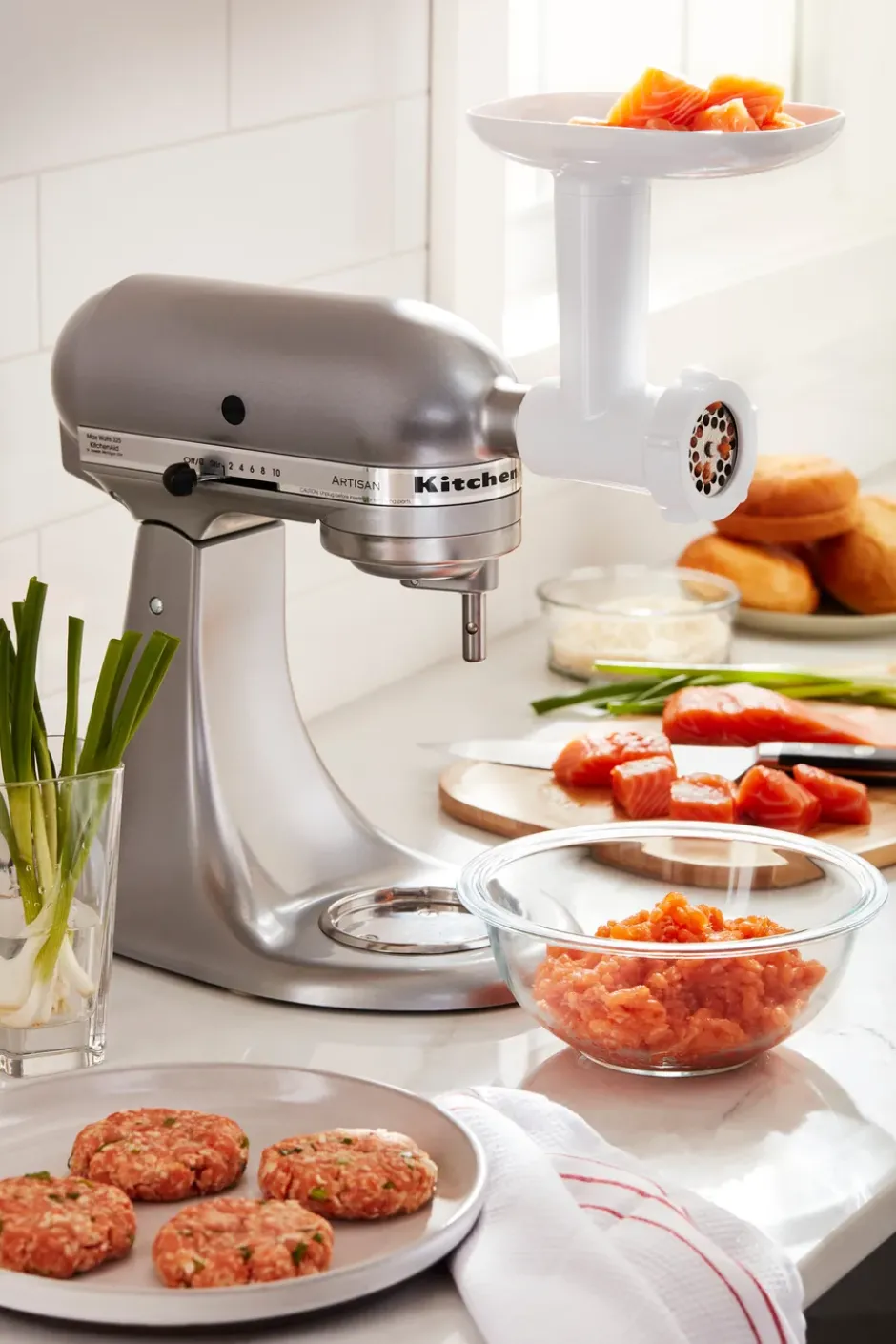 KitchenAid köttkvarn och passertillsats till köksmaskin, White