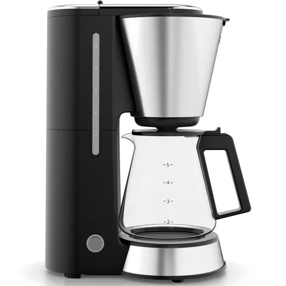 Kitchenminis kaffebryggare glas 5 koppar, Svart-silver