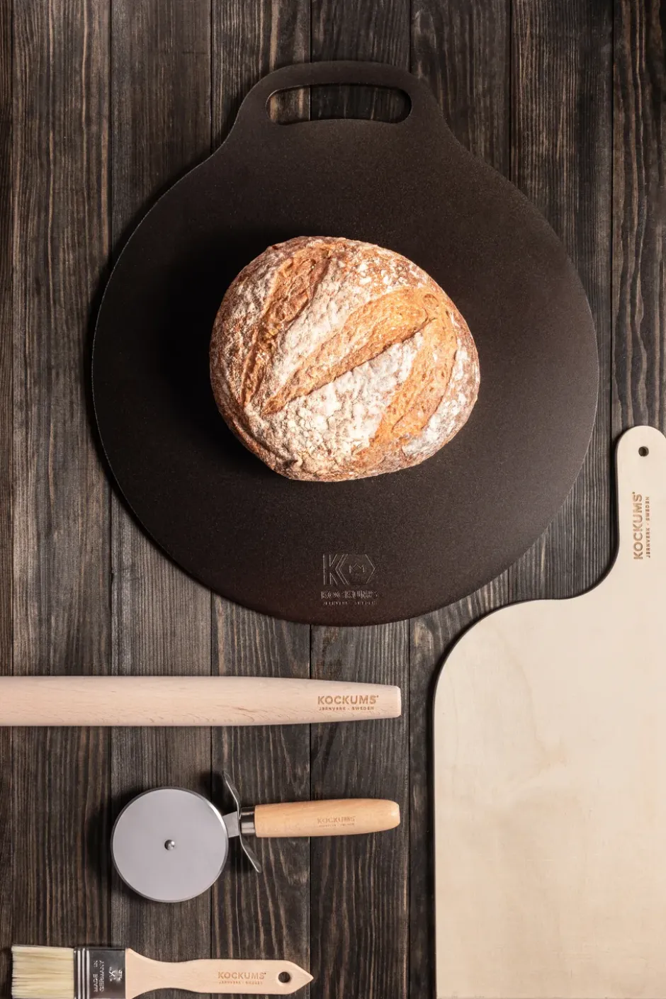 Kockums bak-pizzastål Ø35 cm, Kolstål