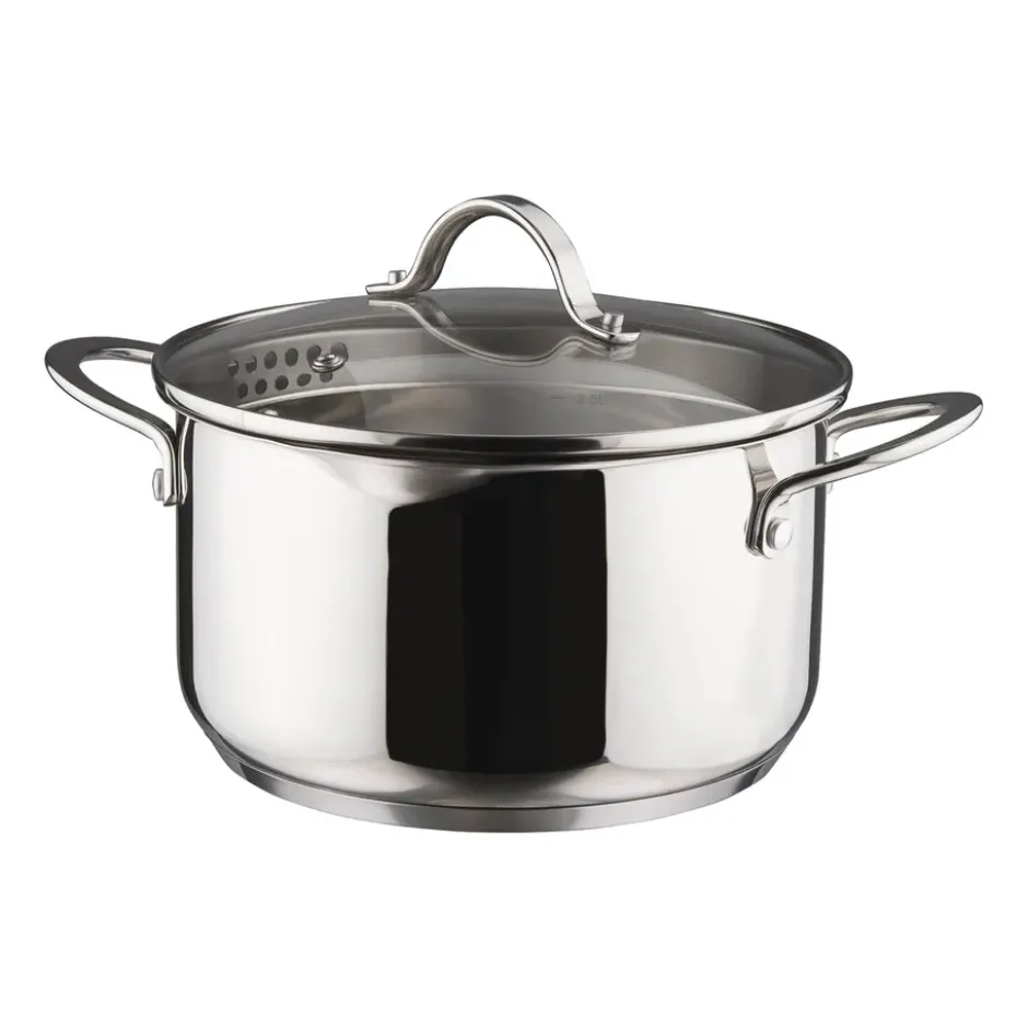 Kosmo gryta med glaslock 22 cm 3 L, Rostfritt stål