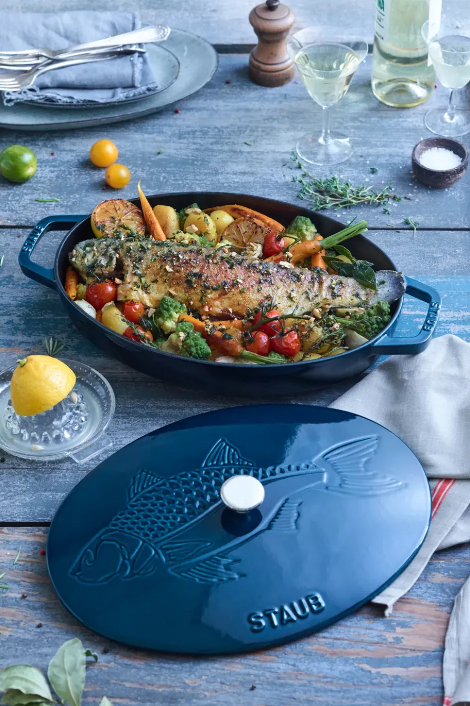 La Mer oval gryta, tre lager emalj, 32 cm