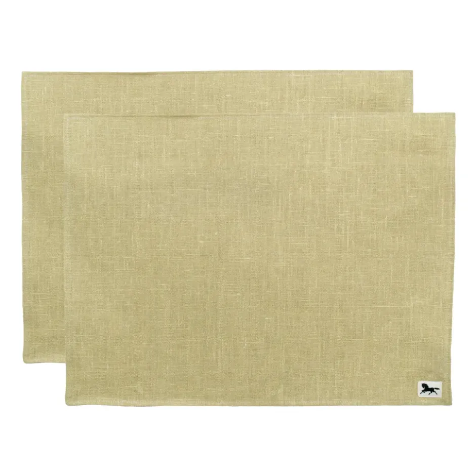 Linne bordstablett 34x45 cm 2-pack, Oliv