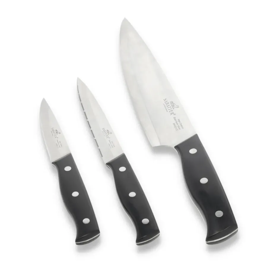 Lion Sabatier Austral knivset 3 delar, Stål-svart