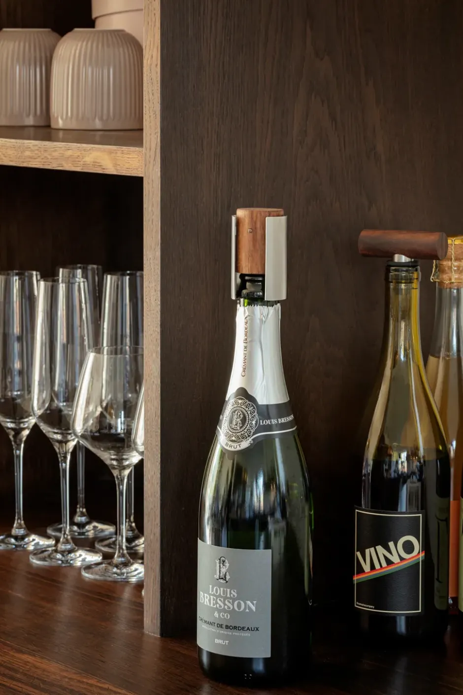 Liquid Lounge champagnekork, Walnut