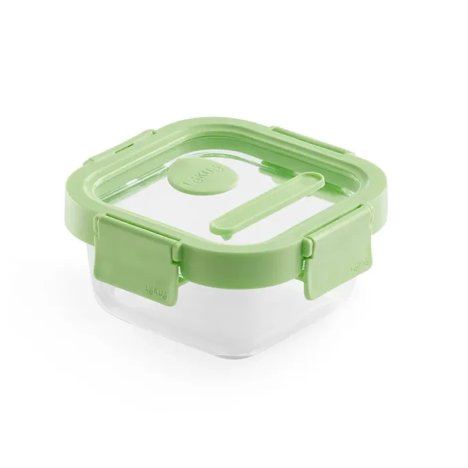 Lékué fyrkantig matlåda glas 0,32 L, Grön