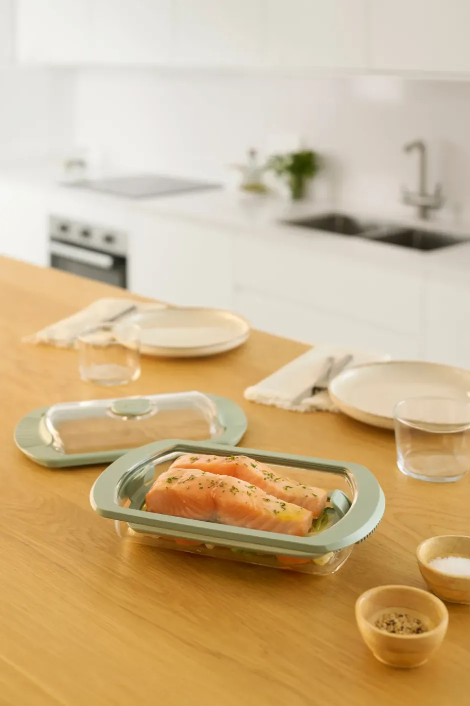 Lékué ångkokare, Transparent, glas, 2-pack