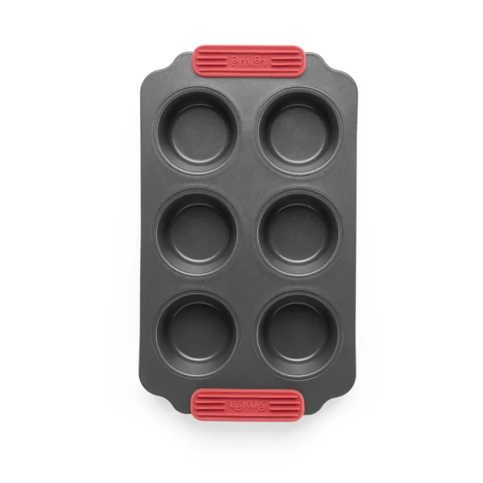 Lékué non stick muffinsform 6 st, Röd