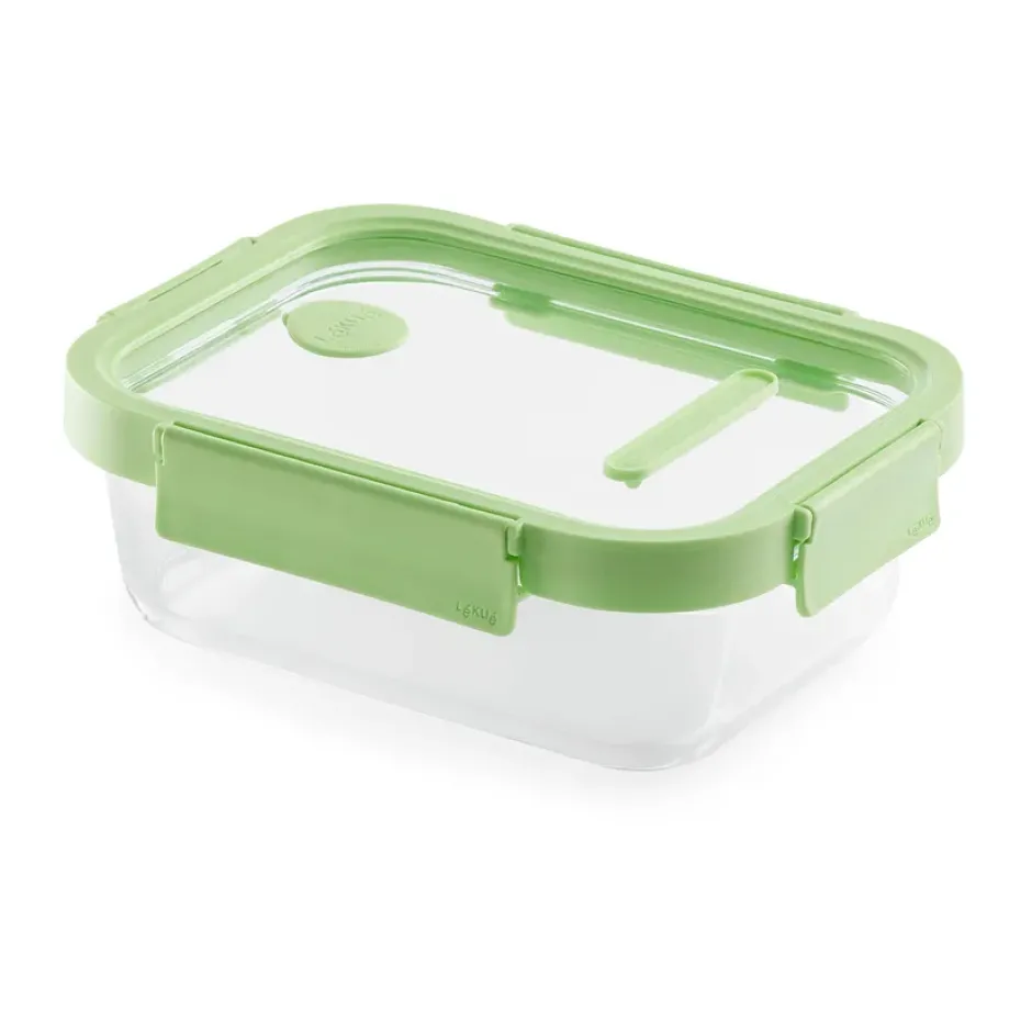 Lékué rektangulär matlåda glas 0,64 L, Grön
