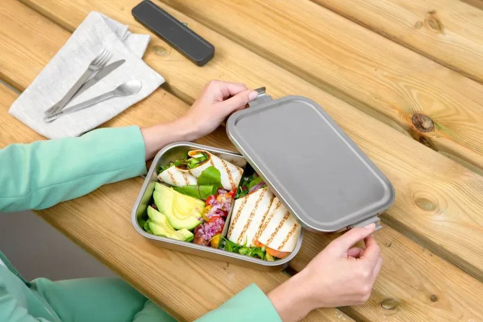 Make & Take bento matlåda stål stor, Matt rostfritt stål