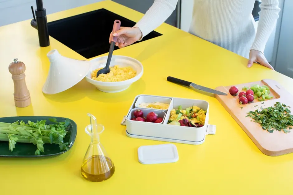 Make & Take bento matlåda stor 2 L, Ljusgrå