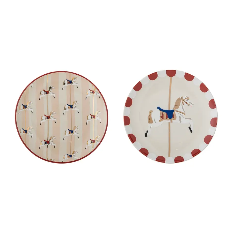 Merry-go-round tallrik Ø16 cm 2 delar, Beige-röd