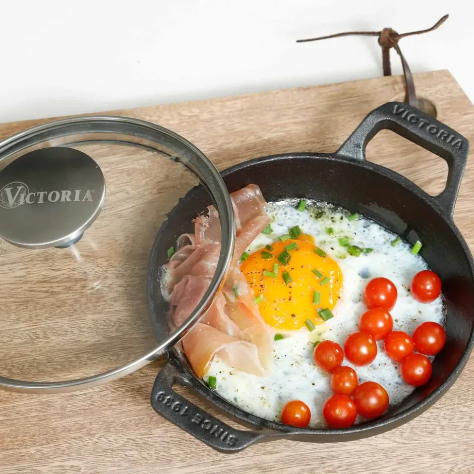 Mini rund gryta med glaslock gjutjärn enameled, Ø14 cm