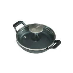 Mini rund gryta med glaslock gjutjärn pre-seasoned, Ø14 cm