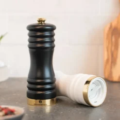 München salt- & pepparkvarn matt 15 cm 2 delar, Svart-vit-guld