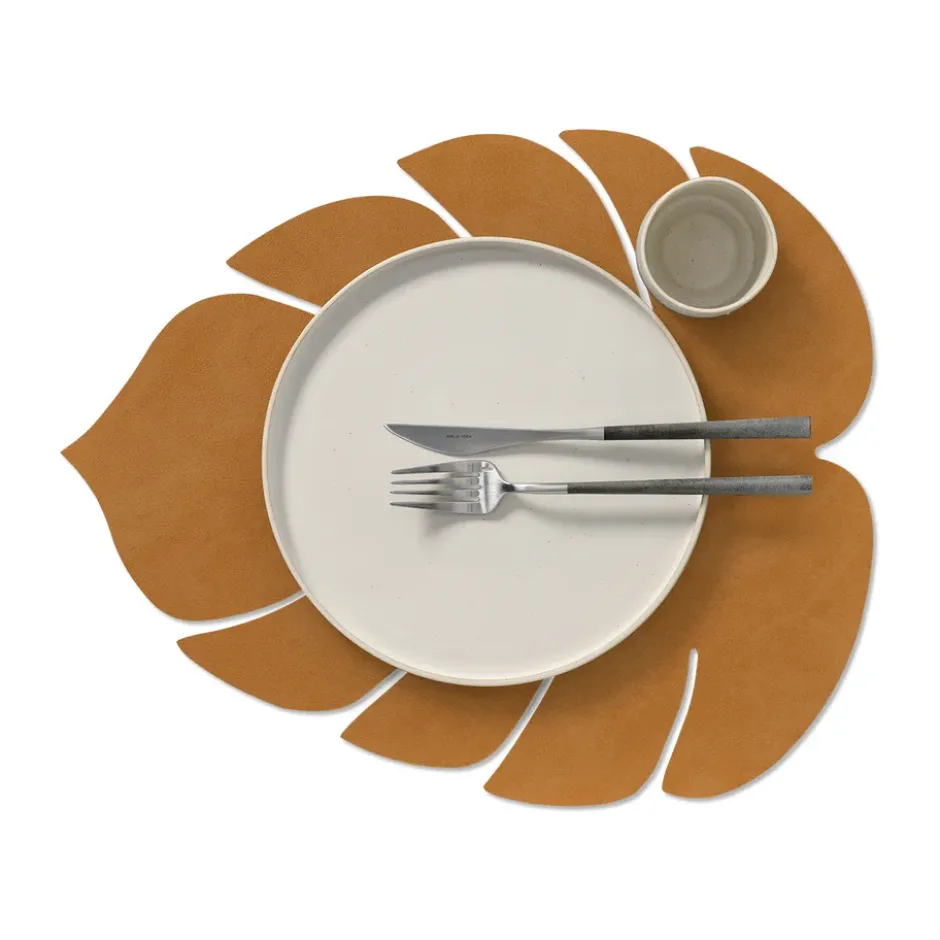 Monstera Leaf Nupo bordstablett L, Burned curry
