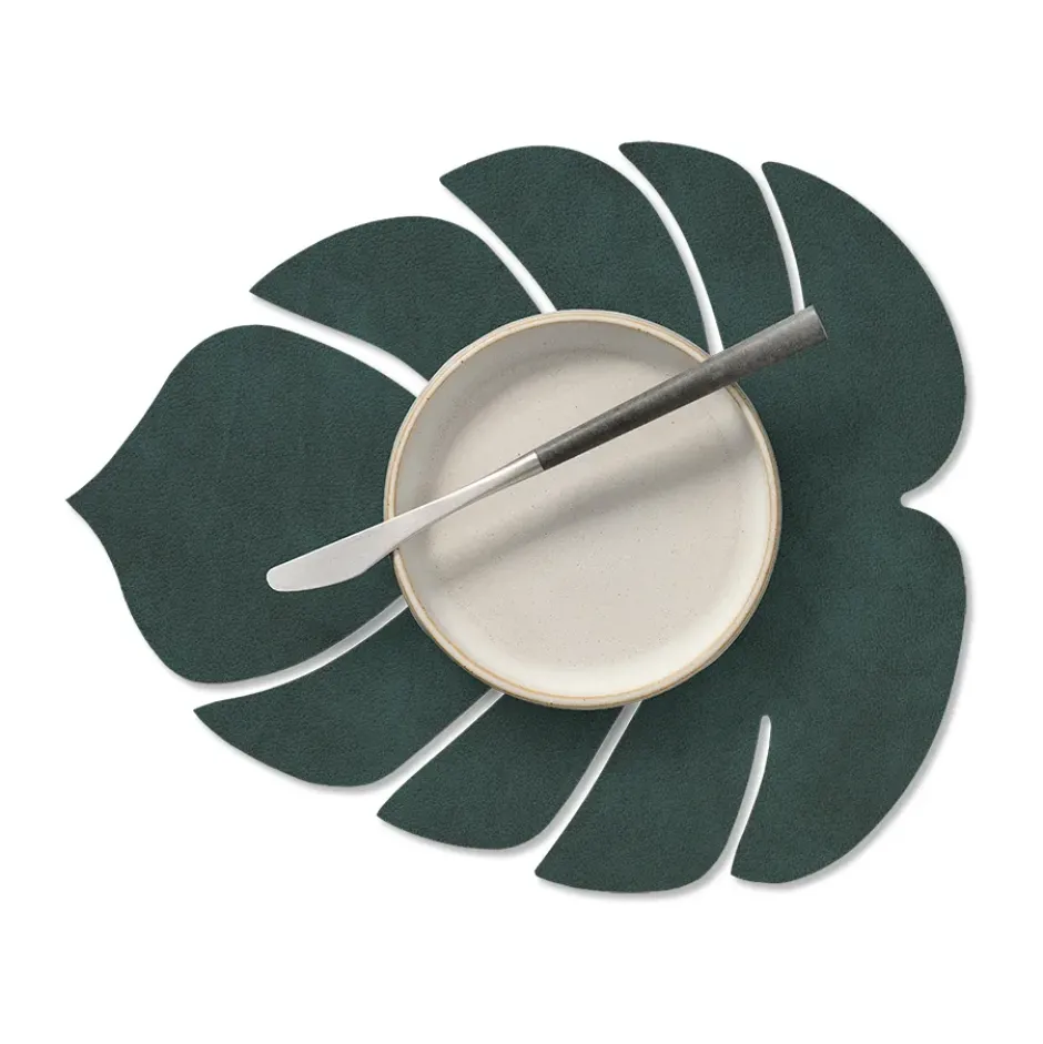 Monstera Leaf Nupo bordstablett S, Mörkgrön