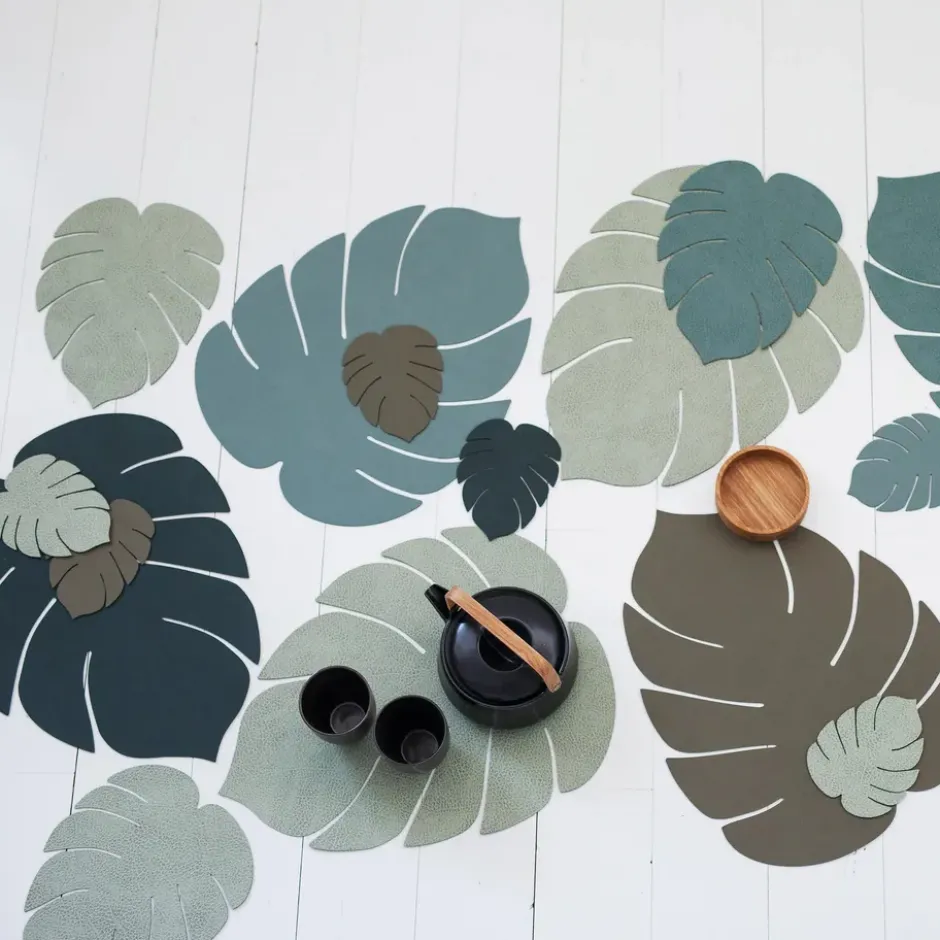 Monstera Leaf Nupo bordstablett L, Pastellgrön
