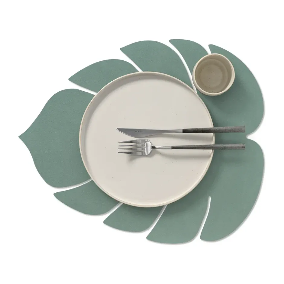 Monstera Leaf Nupo bordstablett L, Pastellgrön
