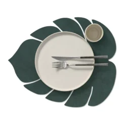 Monstera Leaf Nupo bordstablett L, Mörkgrön