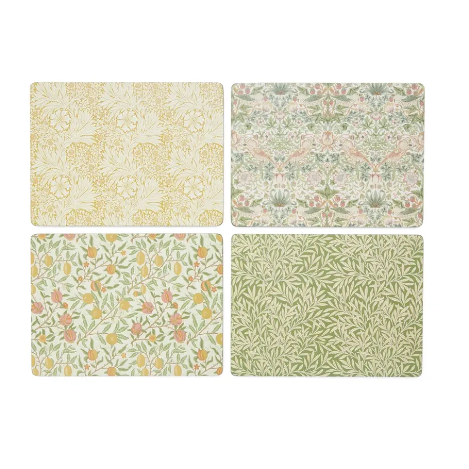 Morris & Co Simpley mixed bordstablett 4 delar, Fruit, Willow, Strawberry Thief, Marigold