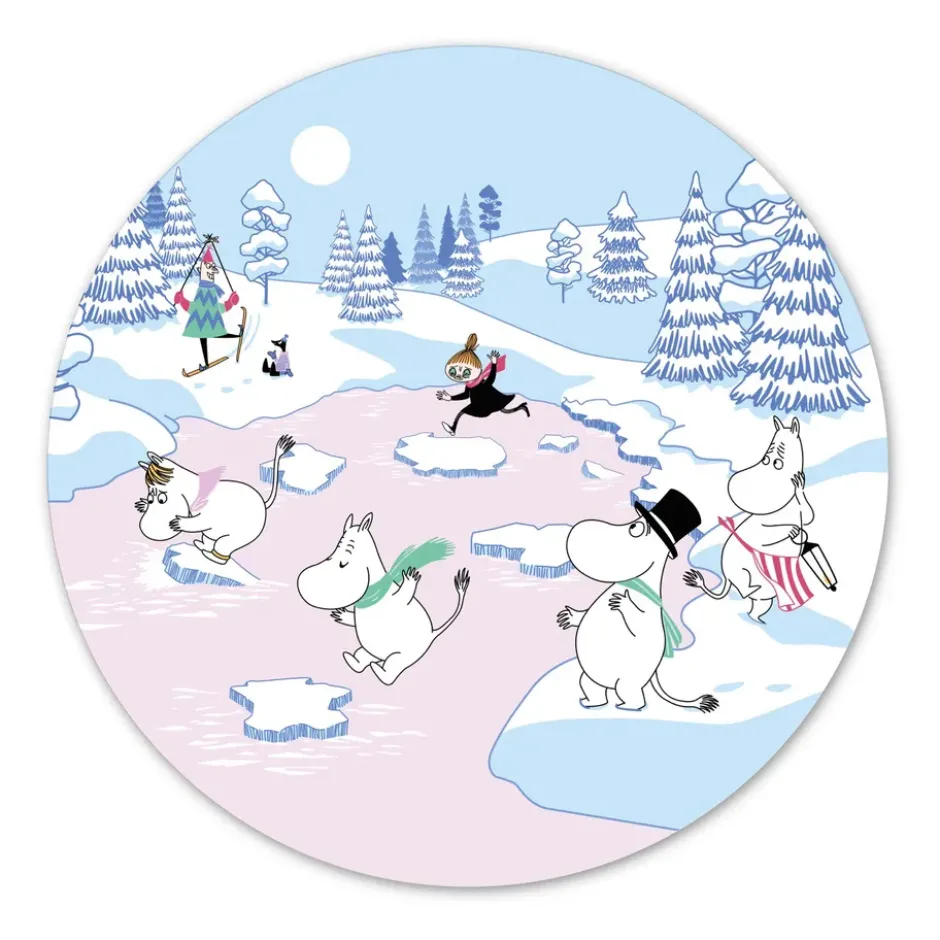 Mumin grytunderlägg vinter 2022 Ø21 cm, Blå-vit-rosa