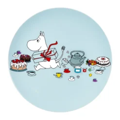 Mumin Picknick flat tallrik Ø19,5 cm, Ljusblå