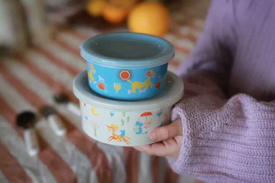 Mumin 80 snackbox 2 delar, Beige-blå