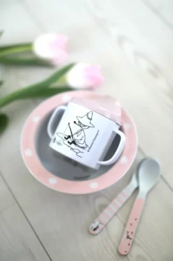 Mumin Vatten & Bad pipmugg & sugkopsstallrik, Rosa