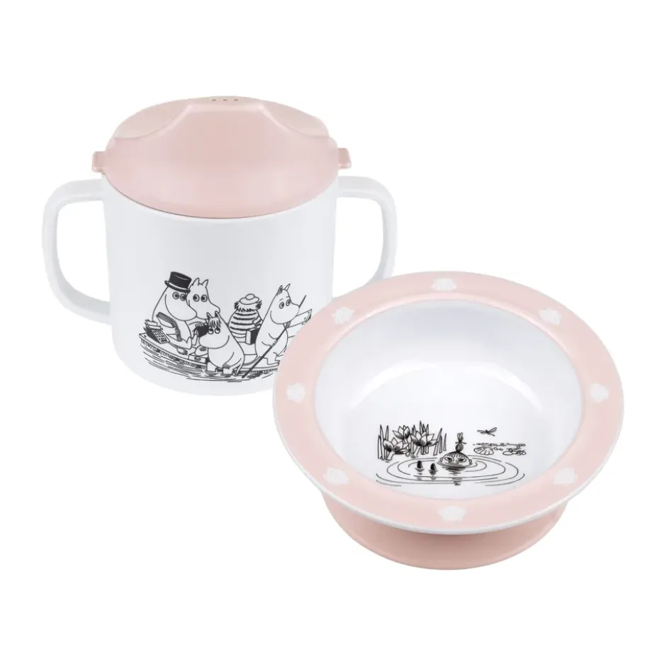 Mumin Vatten & Bad pipmugg & sugkopsstallrik, Rosa