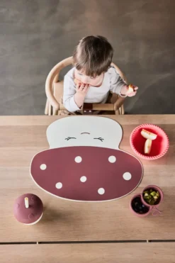 Mushroom bordstablett, Offwhite-red