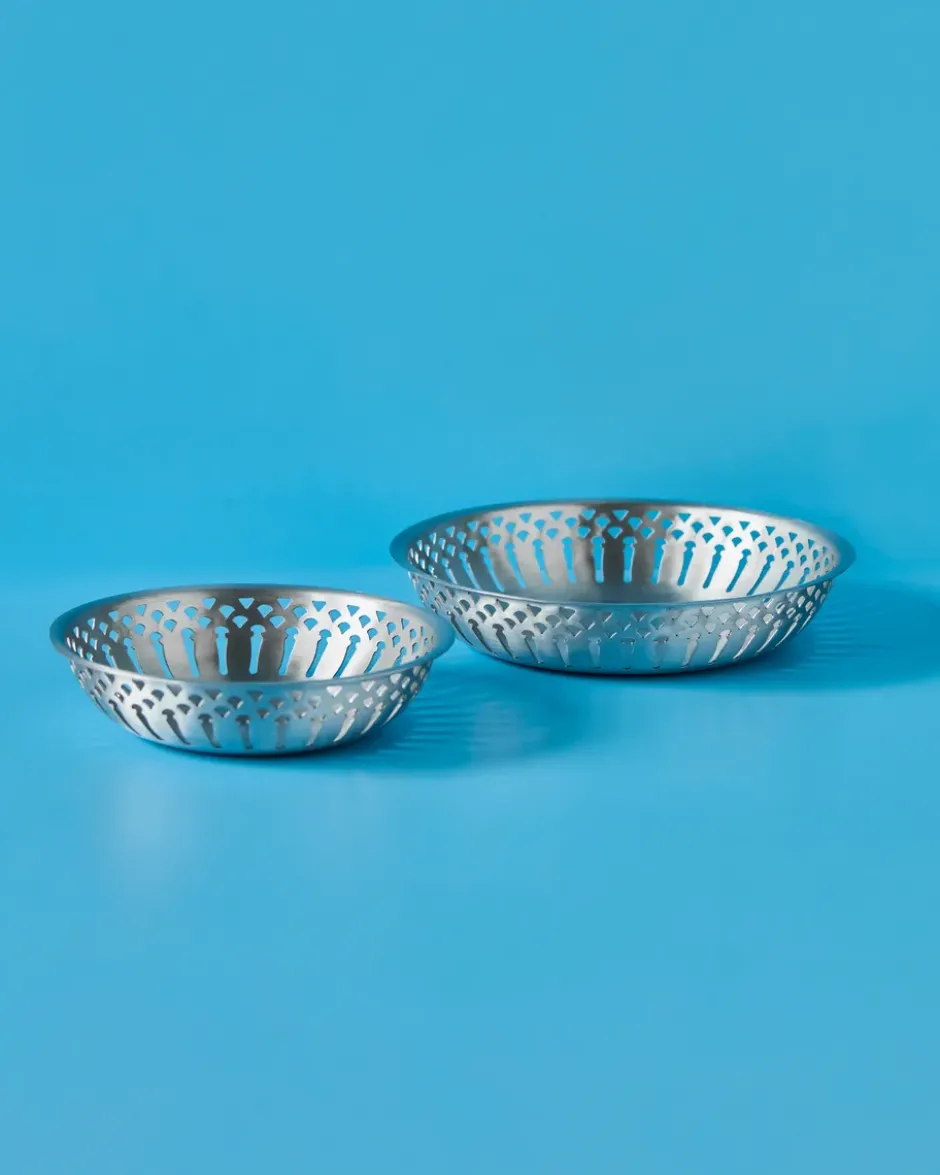 Nicolas Vahé brödkorg 2 delar, Antik silverfinish