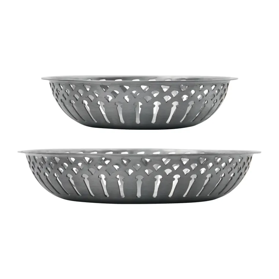 Nicolas Vahé brödkorg 2 delar, Antik silverfinish
