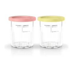 Ninja CREAMi behållare med lock 2-pack 709 ml NC500-serien (NC500/NC501/NC502), Rosa/gul