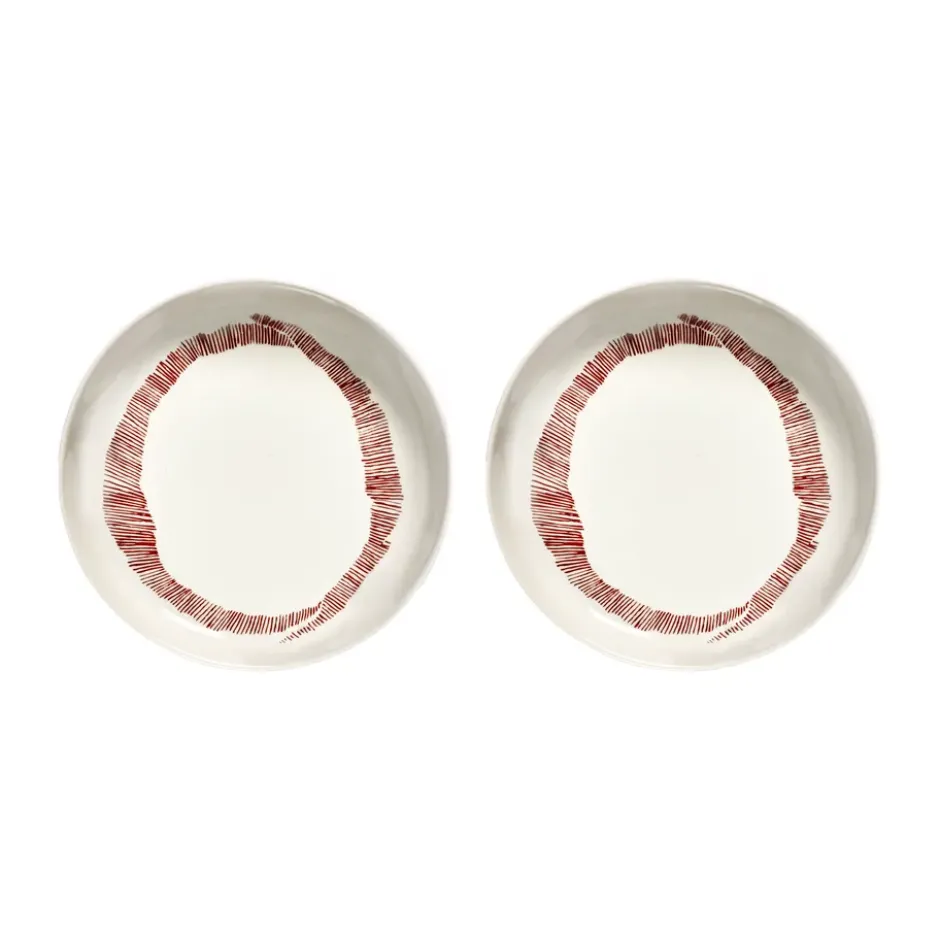 Ottolenghi Feast djup tallrik Ø22 cm 2-pack, White stripes-red