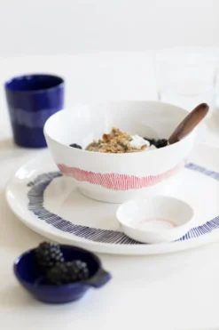 Ottolenghi Feast tallrik L Ø26 cm 2-pack, White stripes-blue