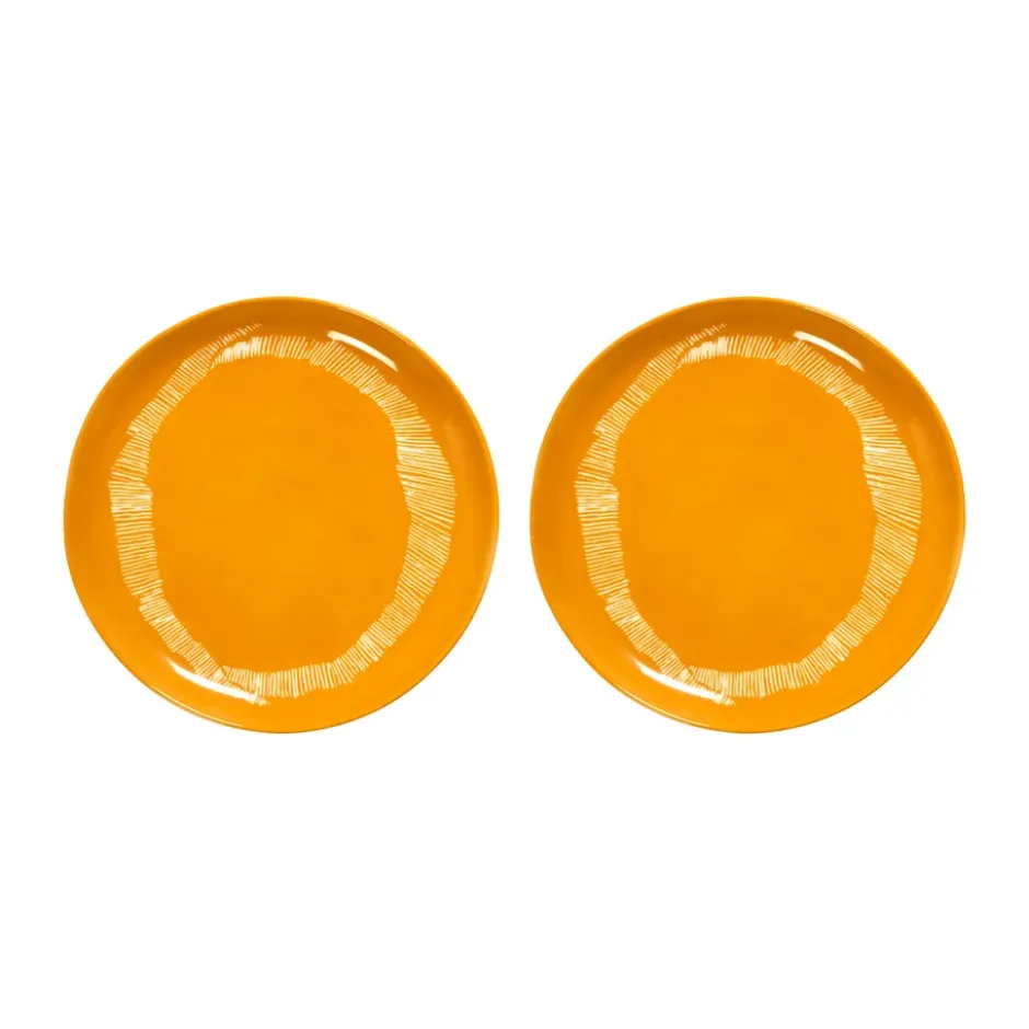 Ottolenghi Feast tallrik M Ø22,5 cm 2-pack, Yellow stripes-white