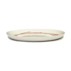 Ottolenghi Feast tallrik M Ø22,5 cm 2-pack, White stripes-red