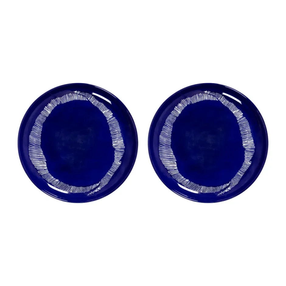 Ottolenghi Feast tallrik M Ø22,5 cm 2-pack, Dark blue stripes-white