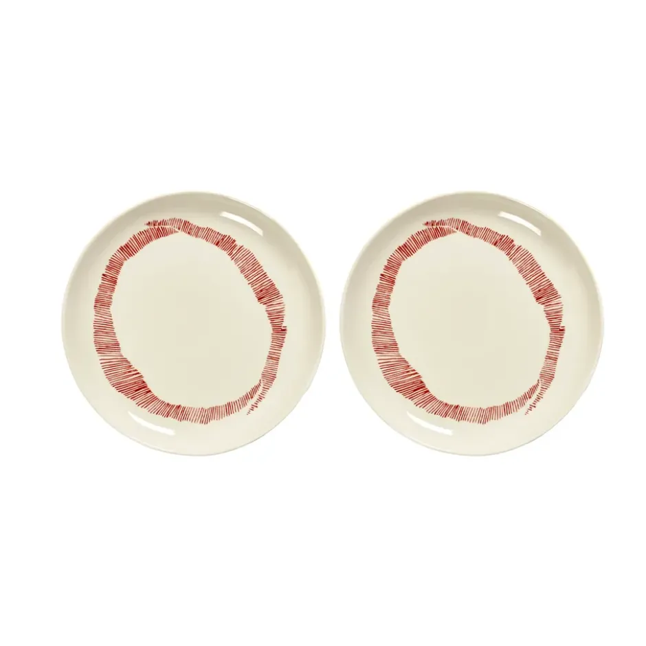 Ottolenghi Feast tallrik S Ø19 cm 2-pack, White stripes-red